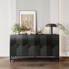 Accent Black Lacquered 4 Door Wooden Cabinet Sideboard Buffet Server Cabinet Storage Cabinet, for Living Room, Entryway, Hallway, Office
