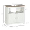 kleankin Pedestal Vanity Cabinet White 2-Door Bathroom Sink Cabinet with Shelves