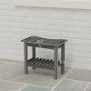 Outsunny 2-Tier Shower Bench, HDPE Weather Resistant Outdoor Side Table with Non-Slip Pads, Handles for Patio, Pool, Dark Gray