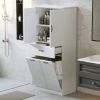 Bathroom Storage Cabinet with Two Laundry Baskets, Storage Cabinet with Doors and Drawer for Home, White