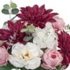 Mainstays 19-Inch Artificial Silk Dahlia and Tea Rose Mixed Flower Bouquet, Burgundy and White, Indoor Decorative Arrangement