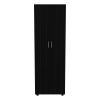 Armoire-organiser 70.8"H, Two Shelves, Rod, Double Door Cabinet Armoire, Black