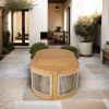 Direct Wicker 47.3" Outdoor Oval Coffee Table with Woven Rope Design-Light Teak