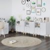 Decorative Cabinet; 34.2 Inches High White Wood Floor Storage Cabinet With Doors And Drawers For Living Room