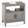 kleankin Under Sink Storage Cabinet Pedestal Bathroom Vanity 2 Doors Shelf Organizer Gray