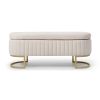 Storage Bench Bedroom Bench, Velvet Oval Upholstered End of Bed Bench with Golden Metal Legs,50"Modern Storage Ottoman Bench for Bedroom, Living Room