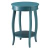 Teal Round Side Table with Bottom Shelf