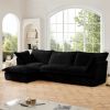 L-Shaped Slipcovered Sectional Sofa Couch, Comfy Deep Seat Cloud Couch with Convertible Ottoman & 2 Big Pillows