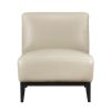 Leather Upholstered Accent Chair Beige Cushion Seat Back Solid Wood Luxurious Living Room Furniture 1pc Durable Comfort Chair