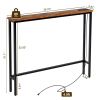 Slim Console Table with Charging Station, 39.4" Narrow Sofa Table with USB Ports & Outlets, Rustic Entryway Table Behind Couch