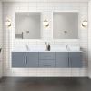 Dark Grey Double Bath Vanity 80 in. W x 22 in. D, White Quartz Top, and Faucet Set