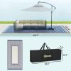 Outsunny Reversible Outdoor Rug, Waterproof Plastic Straw with Carry Bag, 9' x 18', Blue & White Gourd Border