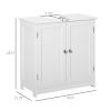 kleankin Pedestal Sink Cabinet White Bathroom Vanity Storage with U-Shape Cut-Out Adjustable Shelf