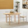 HOMCOM Compact Folding Dining Table 56" Small Space Wood Kitchen Table Drop Leaf Natural