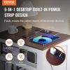 VEVOR Farmhouse End Table, Square Night Stand with USB Ports and Outlets, 3 Tiers End Table Side Table Coffee Table with Storage Cabinet