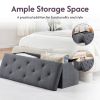 Folding Storage Ottoman Bench, Ottoman Foot Rest, End of Bed Bench, Storage Chest, with Flipping Lid, for Living Room, Bedroom, Entryway, 47 Inches
