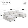 [VIDEO provided][New]109.8*55.9" Modern U-shaped Sectional Sofa with Waist Pillows,6-seat Upholstered Symmetrical Sofa Furniture