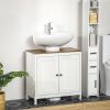 kleankin Under Sink Cabinet Pedestal Bathroom Storage Adjustable Shelf Double Doors Antique White