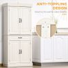 71" Freestanding Kitchen Pantry with 4 Doors, and 2 Large Cabinets, Tall Storage Cabinet with Wide Drawer for Kitchen Dining Room, White