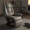 HOMCOM Adjustable Swivel Recliner Armchair, Faux Leather Manual Recliner with Footrest, Armrest and Wood Base for Living Room, Gray