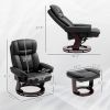 HOMCOM Swivel Recliner with Ottoman, PU Leather Reclining Chair with Footrest, for Living Room, Bedroom, Black