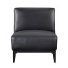 Leather Upholstered Accent Chair Black Cushion Seat Back Solid Wood Luxurious Living Room Furniture 1pc Durable Comfort Chair