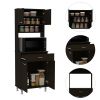 Della 60 Kitchen Pantry with Countertop; Closed & Open Storage -Black