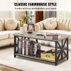 VEVOR 40" Farmhouse Coffee Table, Rectangle Coffee Table with Open Storage Compartment, Wooden Rustic Cocktail Table for Living Room, Bedroom