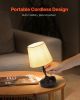 Cordless Table Lamp Rechargeable Battery Small Desk Lamp Fabric Shade Black