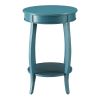 Teal Round Side Table with Bottom Shelf
