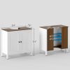 kleankin Under Sink Cabinet Pedestal Bathroom Storage Adjustable Shelf Double Doors Antique White