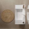 LEDE 36" Bathroom Vanity with Vessel Sink, Wall-Mounted Floating White Rectangular Acrylic Integrated Basin without Faucet, Striped Shelves Layer
