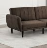 Contemporary Converts to Bed 1pc Futon Sofa Channeled Tufted Back Soft Track Arm Couch W USB