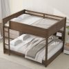 Queen over Queen Bunk Bed with Storage Cabinets and USB Ports, Antique Wood Color (Expected Arrival Time: 10.26)