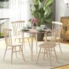 HOMCOM 35" Round Folding Dining Table, Drop Leaf for Small Spaces, Solid Wood Legs, Small Kitchen Table, Oak