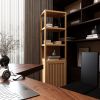 Storage Tall Slim Cabinet with Shutter Door and 3 Tier Shelves, Freestanding Linen Tower Cabinet for Living Room, Kitchen, Bathroom Organizer