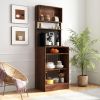 Kitchen Pantry Sideboard with 2 Sliding Striped Glass Doors, Freestanding Countertop Storage Cabinet for Bottles, Wine, Coffee machine, Microwave oven