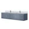 Dark Grey Double Bath Vanity 84 in. W x 22 in. D, Carrara Marble Top, and Faucet Set