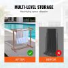 VEVOR Pool Towel Rack, 5 Bar, Brown, Freestanding Outdoor PVC T-Shape Poolside Storage Organizer, Include 8 Towel Clips, Mesh Bag, Hook