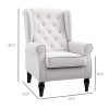 HOMCOM Cream White High Back Accent Chair with Wooden Legs, Removable Cushion for Living Room, Club, Bedroom