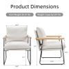 Modern Accent Chair, Comfy Chair with Removable Cushion, Vanity Chair with Wood Armrests for Living Room, Bedroom, White