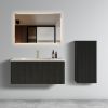 U058-Etna36W-308 Etna 36" Striped Brushed Black Oak Floating Bathroom Vanity with White Ceramic Sink, Bathroom Vanity for Modern Bathroom