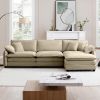 Oversize 3-seater sofa with One footrest, L-shaped Sectional sofa with ottoman for living rooms,Tan corduroy sofa