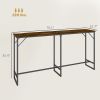 HOMCOM 70" Bar Table with Charging Station, Industrial Rectangular Bar Height Pub Table with Steel Frame, Rustic Brown