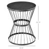 Outsunny Patio End Table 16" Steel Side Table with Hourglass Design Black Accent Table for Outdoor and Indoor Use