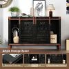 Farmhouse TV Stand for 55 inch TV, 30' Tall Industrial Media Entertainment Center with Sliding Barn Doors