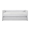 1pc Daybed with Trundle Gray Fabric Upholstery Wooden Frame Modern Home Furniture
