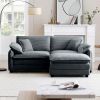 Two-Seater Sofa with One Footrest, L-Shaped 2-Seater Sofa with Ottoman for Small Living Spaces,Grey Corduroy
