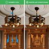 Modern Farmhouse Ceiling Fan with LED Lights, Vintage style Caged  Chandelier Fan Light