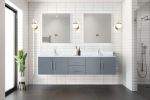 Dark Grey Double Bath Vanity 80 in. W x 22 in. D, with Cultured Marble Top